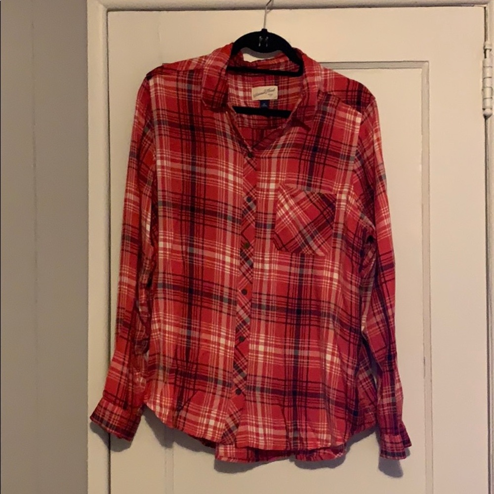 Red/Plaid Button Up Shirt